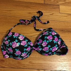 Push-up purple roses bikini top